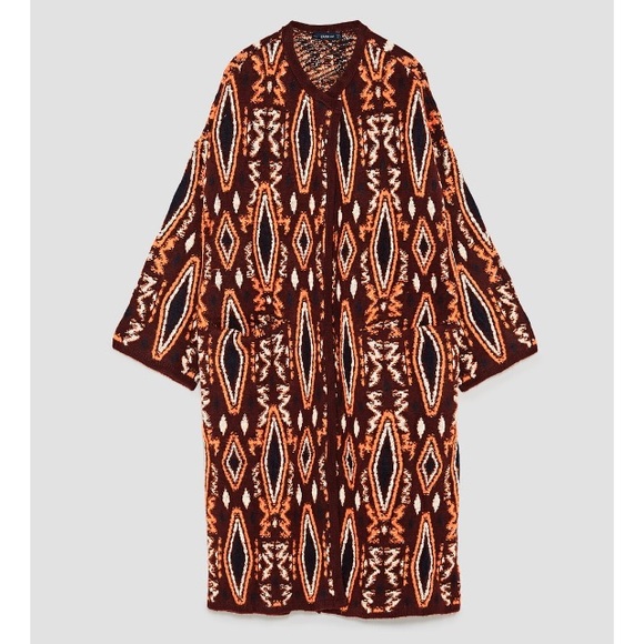 Zara long geometric jacquard coat- Host Pick! - Picture 4 of 8